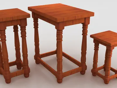 Cafe Wooden Table  3D model