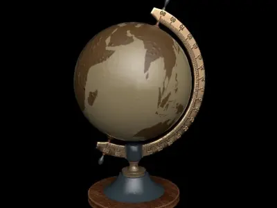 Bronze Globe Low-poly 3D model