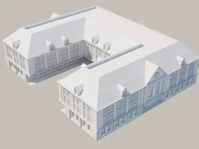 OLD BUILDING WITH CLOCK 3D model