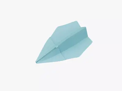Paper Plane Cyan Low-poly 3D model