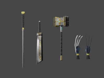 BasicWeaponPack weapons and tools Free low-poly 3D model