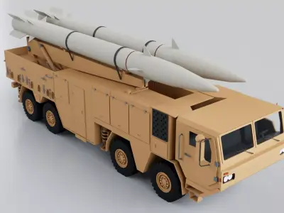 Ballistic Missiles and Artillery Rockets Launcher Military Low-poly 3D model