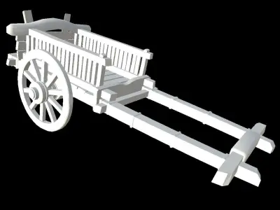 HIE Game Ready Old Wood Cart  D180403 Low-poly 3D model