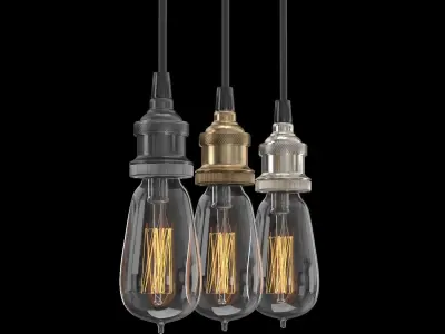 FACTORY FILAMENT BARE BULB PENDANT 3D model