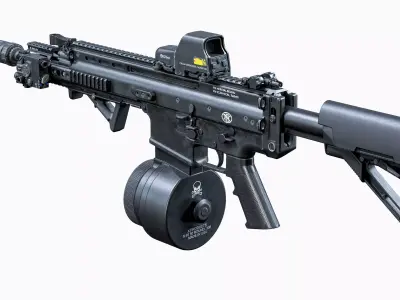 Modular tactical MK17 FN SCAR-H Low-poly 3D model