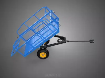 TIPPING TRAILER CARGO CART WAGON GARDEN LAWN MOWER ATV TRACTOR 2 3D model