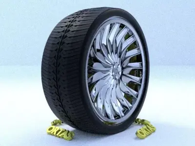 ORTAS CAR RIM 7 GAME READY RIM TIRE AND DISC 3D model