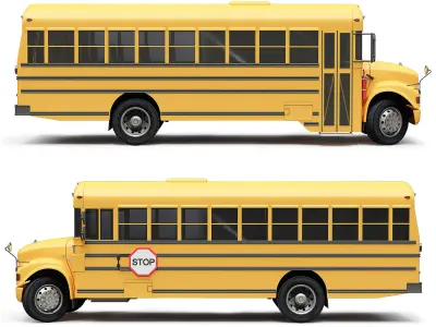  School Bus Blue Bird  3D model
