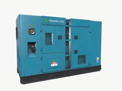 Diesel generator blue Low-poly 3D model