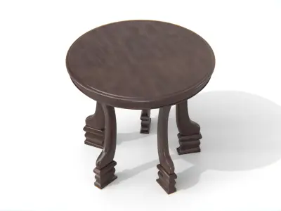 Antique Round Wooden Table Low-poly 3D model
