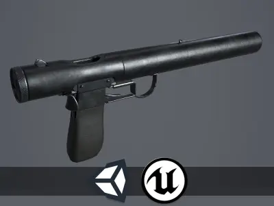 World War II - Welrod Silenced Pistol - PBR and Game Ready Low-poly 3D model