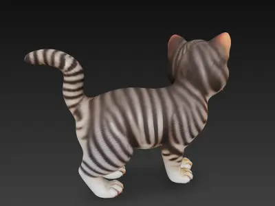 Optimized Low-Poly Kitten 3D Model UE5- Unity Real-Time Ready Low-poly 3D model purchase