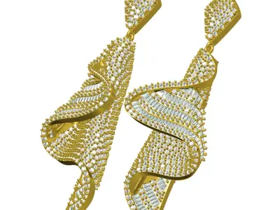 Antique Wave Dangle Drop Earring 3D print model