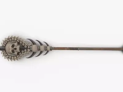 Staff Skull V2 PBR Low-poly 3D model