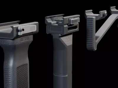 Rifle Gun Foregrip Accessory Pack Low-poly 3D model