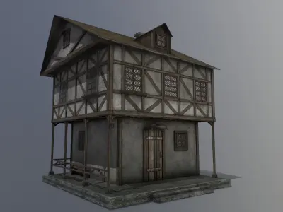 Medieval house A PBR Low-poly 3D model