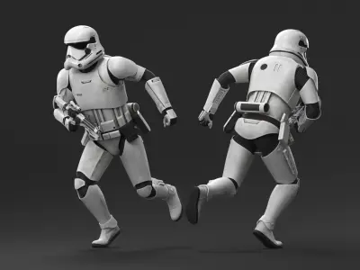 Dirty First Order Stormtrooper with Blaster Running  purchase 3D model