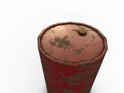 Red Postapocalyptic barrel Low-poly 3D model