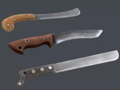 Stylized machete pack Low-poly 3D model