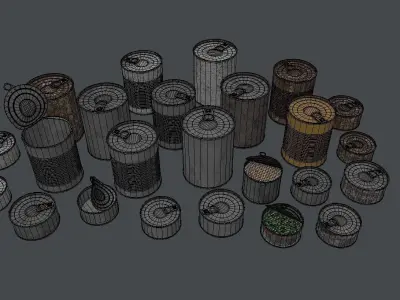 Cans Pack Low-poly 3D model