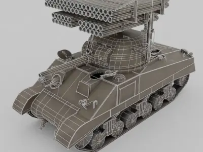 T34 Calliope Rocket Launcher  Low-poly 3D model