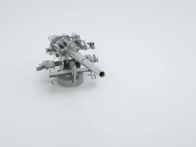 127mm 128mm SK C - 34 Naval Gun 3D model