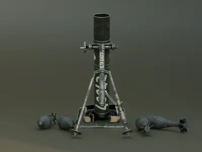 Mortar and Rocket 3D Model Wtih Blender  3D model