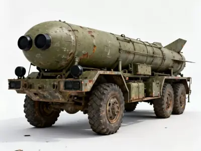 Realistic Rusty Missile Transport Truck 3D Model Low-poly 3D model