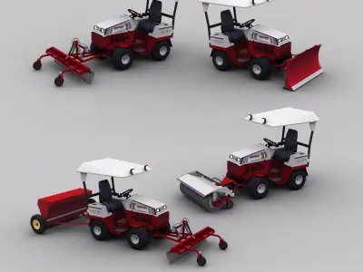 Compact Tractors All Attachment  Low-poly 3D model