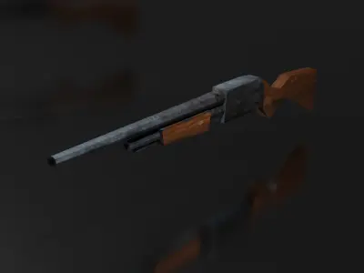 low poly shotgun Low-poly 3D model