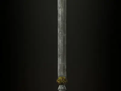 Steel sword low poly 5 texture options and high poly Low-poly 3D model