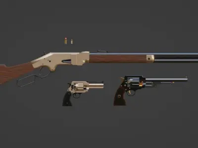 weapon revolver winchester Low-poly 3D model