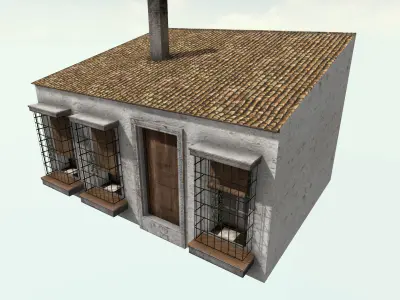 Old High-Quality 3D Colonial House Low-poly 3D model order