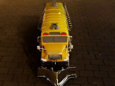  Armored School Bus with Plow - Post-Apocalyptic  Free low-poly 3D model