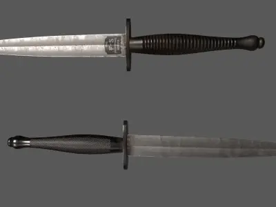 Fairbairn Sykes Knife Low-poly 3D model