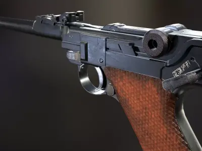 Luger P08 Pistol Low-poly 3D model purchase