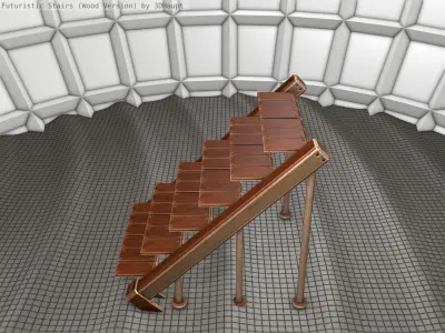 Wood Stairs - Construction Element 16 Low-poly 3D model