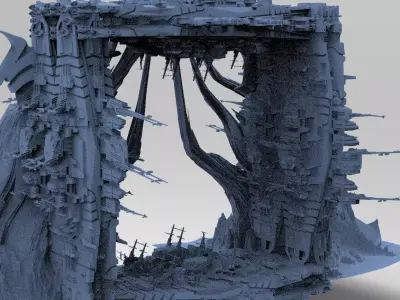 Mars Sci-Fi Monolith Massive structure 5 3D model