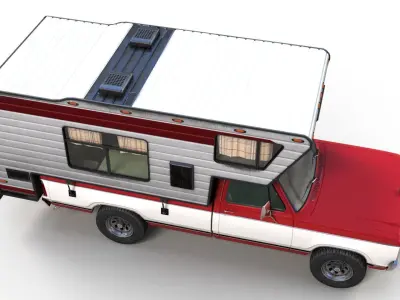 Dodge Ram D100 camper truck Low-poly 3D model