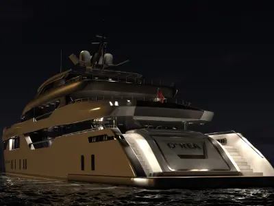 O Rea Superyacht Night Scene 3D model