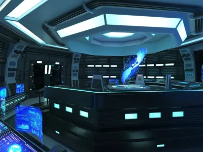  Futuristic Science Fiction Command Center 