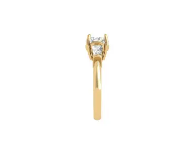 Solitair 3 Stone Ring 3D print model 2