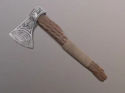 Viking Axe Low-poly 3D model 16
