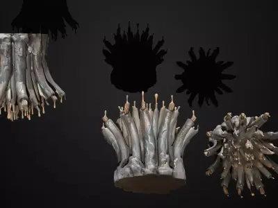 Pipe03 Melted Cables LowPoly LOD Low-poly 3D model