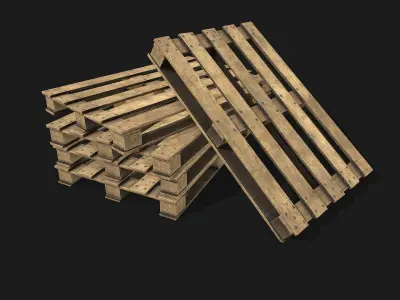 Wooden Pallet Low-poly 3D model 16