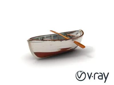 Rustic Rowboat with Oars 3D model pack Low-poly 3D model
