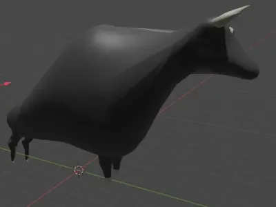 low poly bull model cow on pole Low-poly 3D model