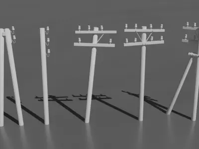 Pack electric pillars Low-poly 3D model