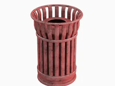 Steel Trash Can Set B Low-poly 3D model
