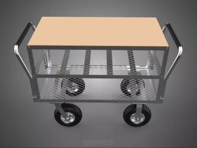 DISH TRANSPORT KITCHEN FOOD RESTAURANT ROLLING TRAY TROLLEY CART 3D model